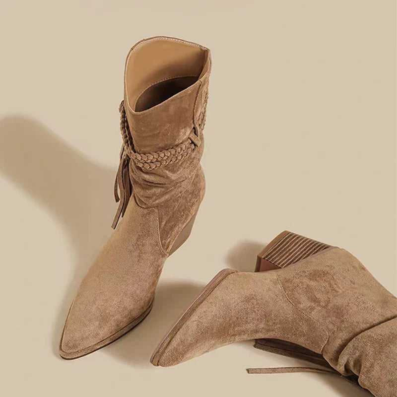Western Flair Boots – Suède Laarzen met Franjes, Comfortabele Hak & Stijlvolle Western Look