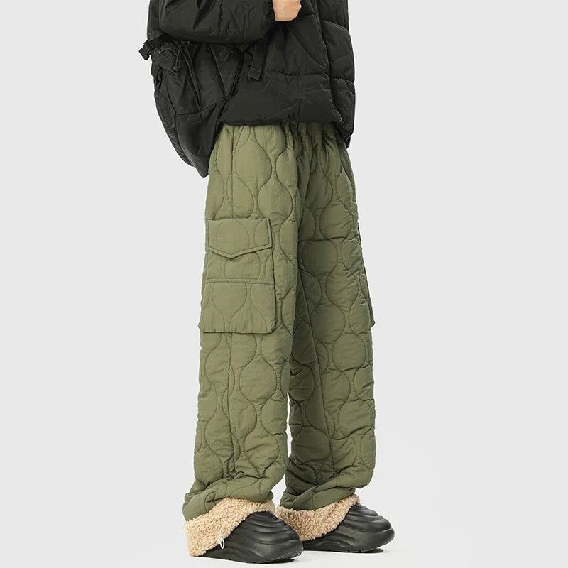 Quilted Fleece Broek Heren – Warme Gewatteerde Winterbroek met Fleecevoering