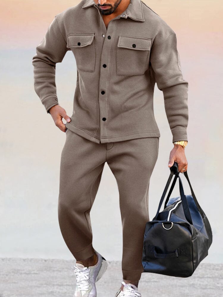 Stijlvolle Heren Set – Comfortabel Overhemd met Lange Mouwen en Broek
