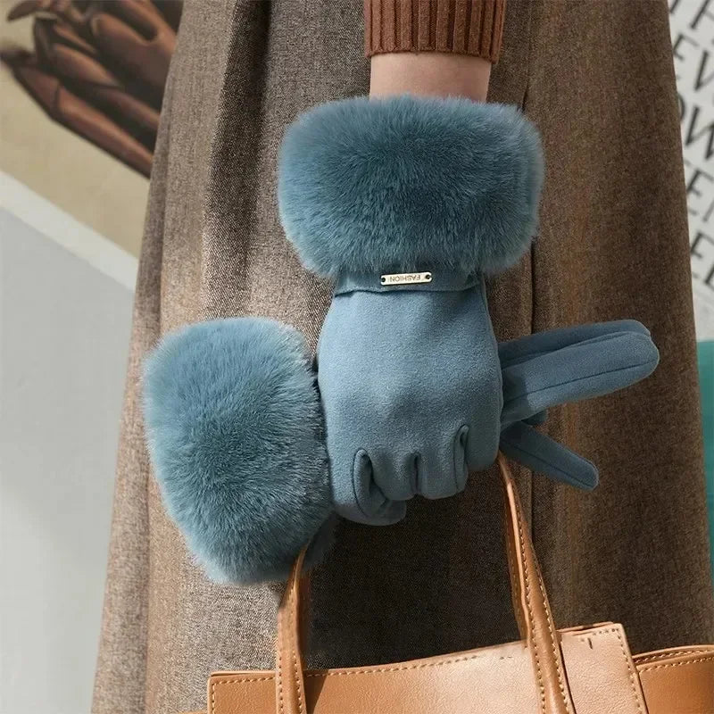 Dames Winterhandschoenen met Nepbont Manchetten – Elegante Touchscreen Warme Handschoenen