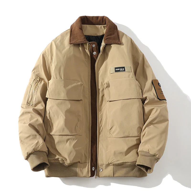 Heren Bomberjas – Outdoor Casual Jas met Zakken en Corduroy Kraag
