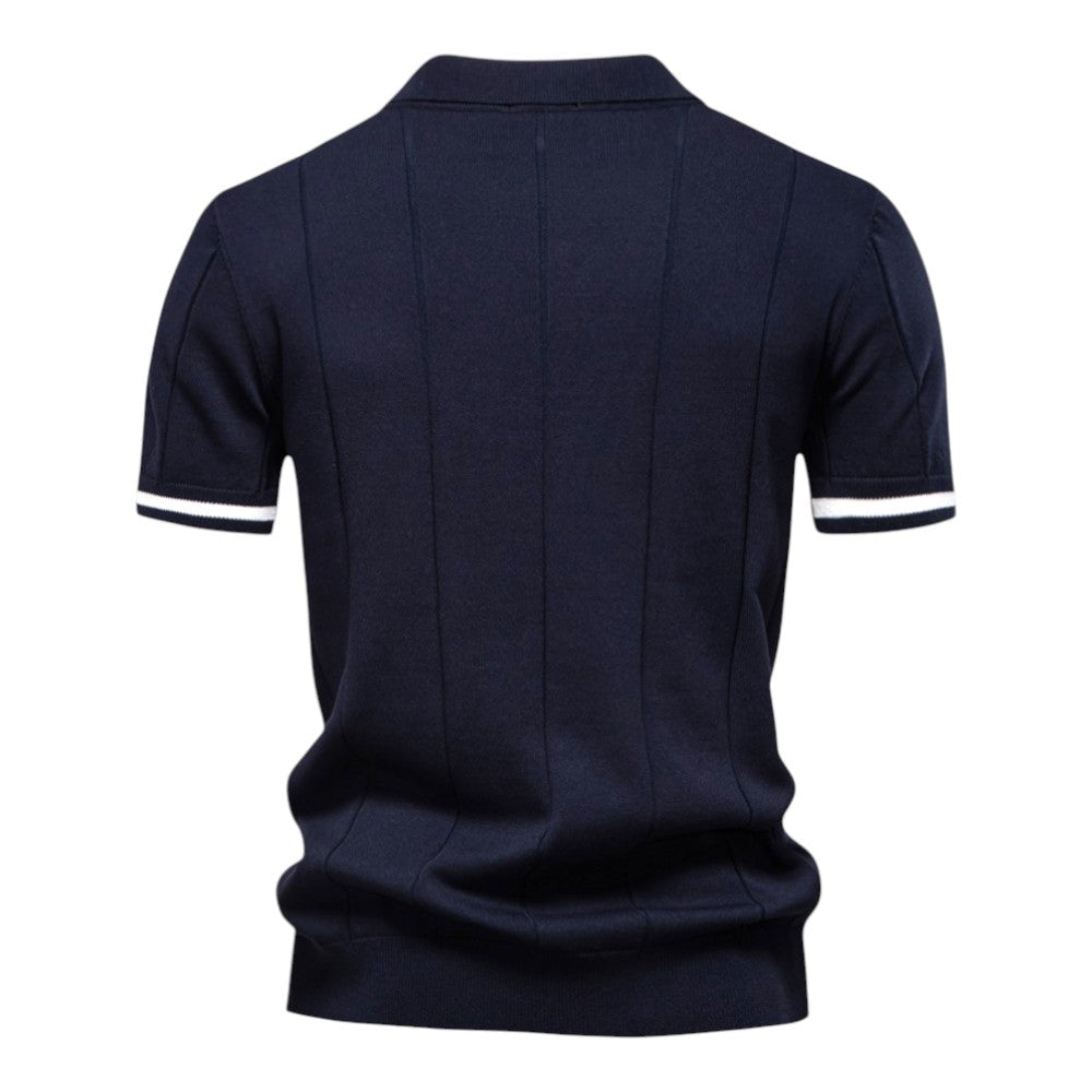 Polo met Rits – Luxe Herenpolo van Stretchstof met Sportieve Knit Details