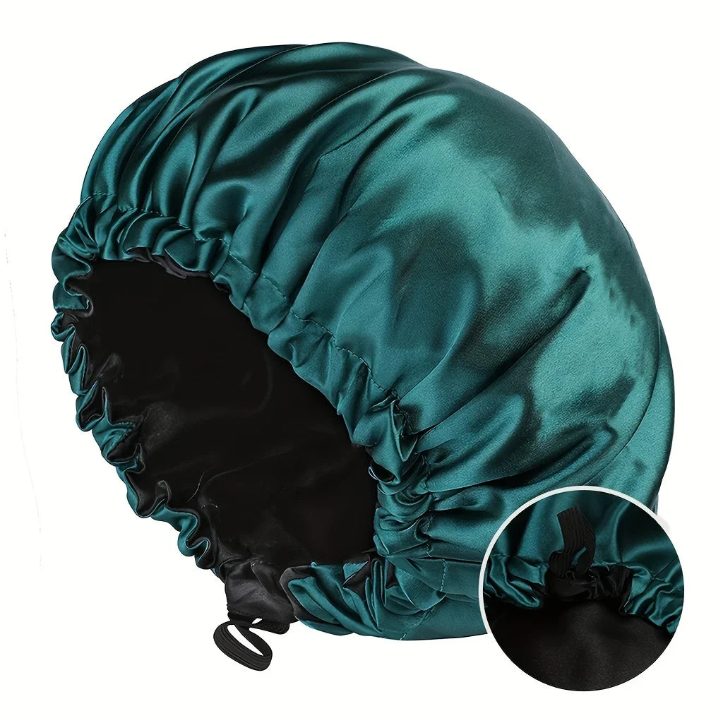 Dames Mode Bonnet – Zachte Zijdezachte Dubbelgelaagde Haarmuts met Knopen, Verstelbaar & Comfortabel voor Dagelijks Gebruik en Slaap