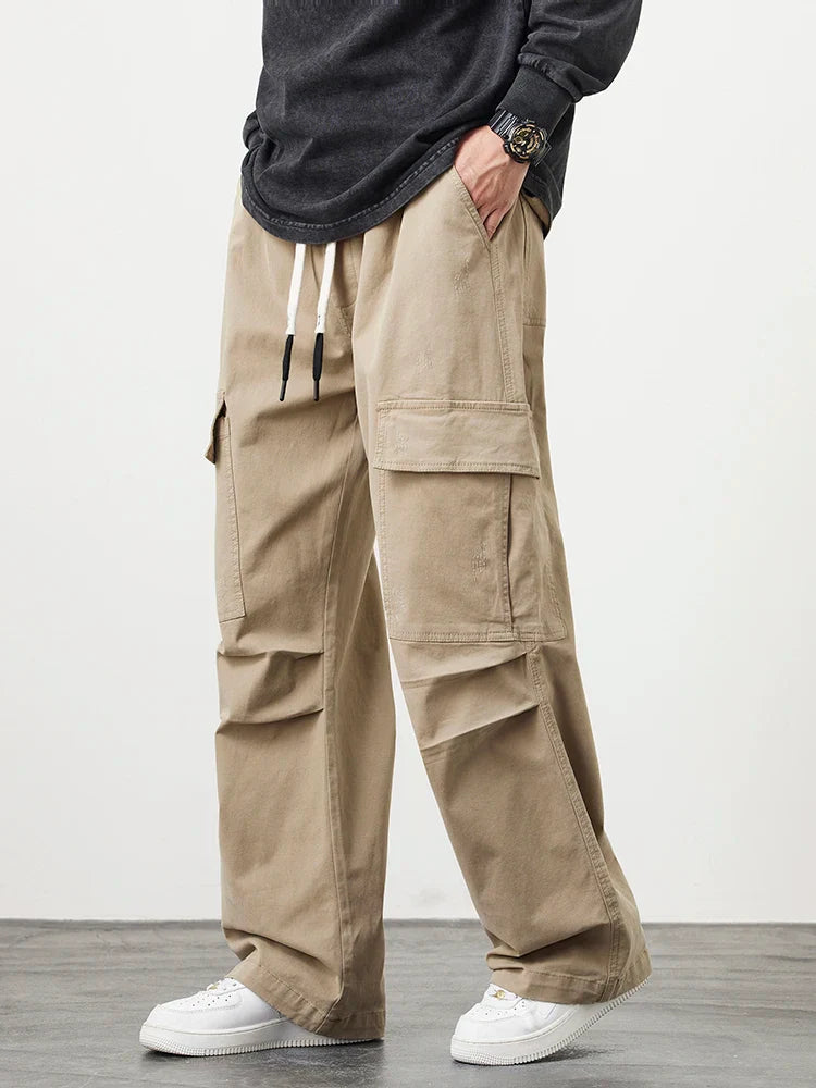 Cargo Pants Heren – Comfortabele Wijde Broek met Zakken en Trekkoord