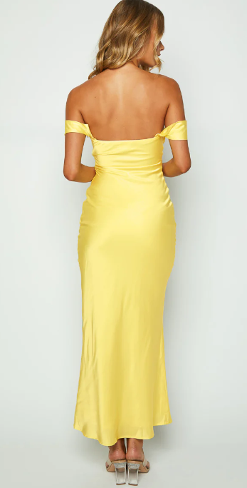 Off-shoulder Satijnen Jurk – Elegante Midi Jurk voor Feest & Speciale Gelegenheden