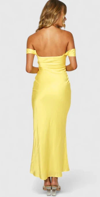 Elegante Off-Shoulder Midi Jurk – Stijlvolle Avond- en Feestjurk voor Dames