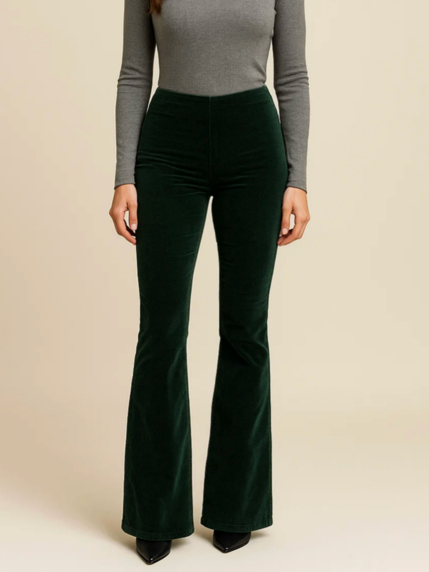 Flared Corduroy Broek – Hoge Taille Vintage Broek met Comfortabele & Stijlvolle Pasvorm