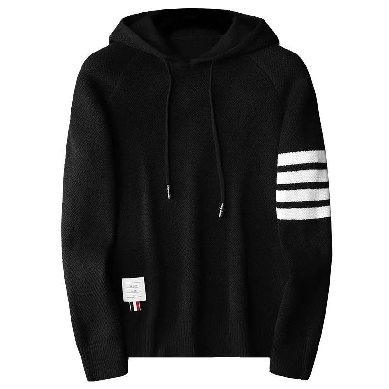 Hooded Sweater – Luxe Hoodie met Contrasterende Strepen en Modern Design