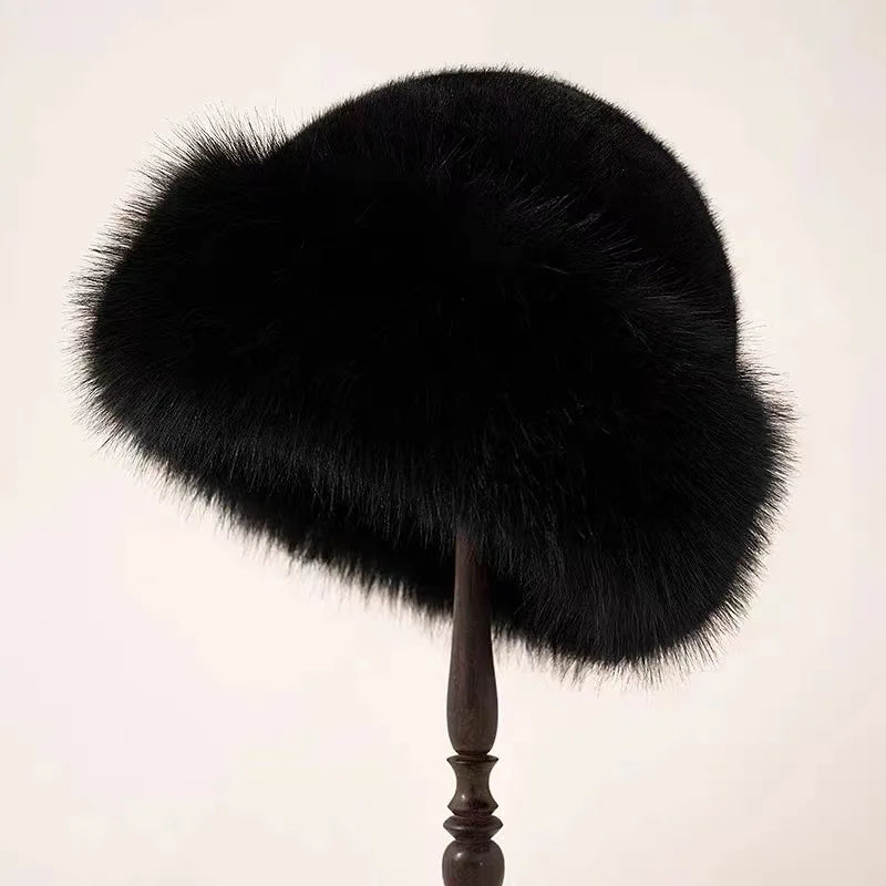 Luxe Bont Hoed – Vintage Geïnspireerde Winterhoed met Satijnen Voering
