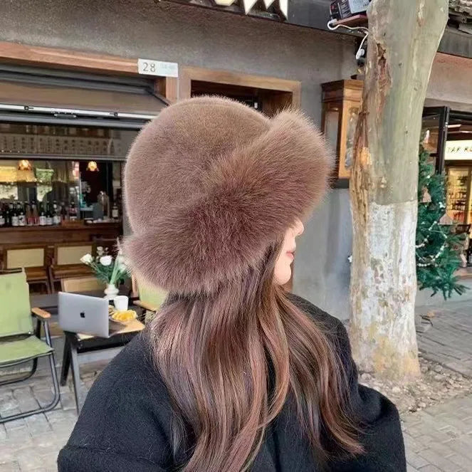 Luxe Bont Hoed – Vintage Geïnspireerde Winterhoed met Satijnen Voering