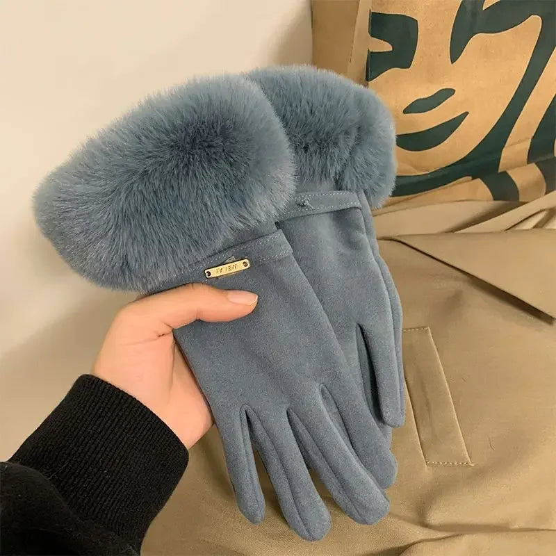 Dames Winterhandschoenen met Nepbont Manchetten – Elegante Touchscreen Warme Handschoenen
