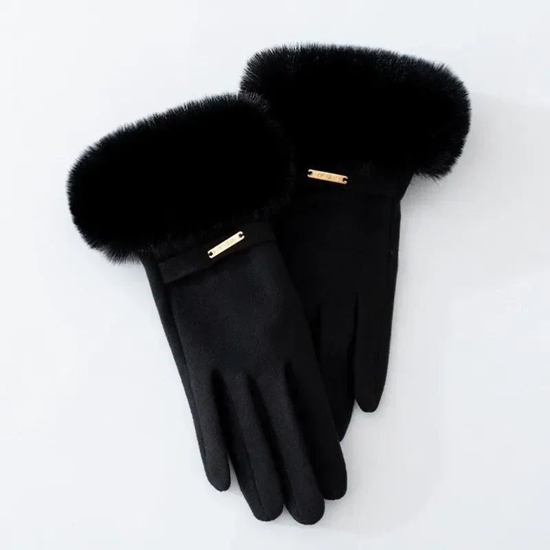Dames Winterhandschoenen met Nepbont Manchetten – Elegante Touchscreen Warme Handschoenen