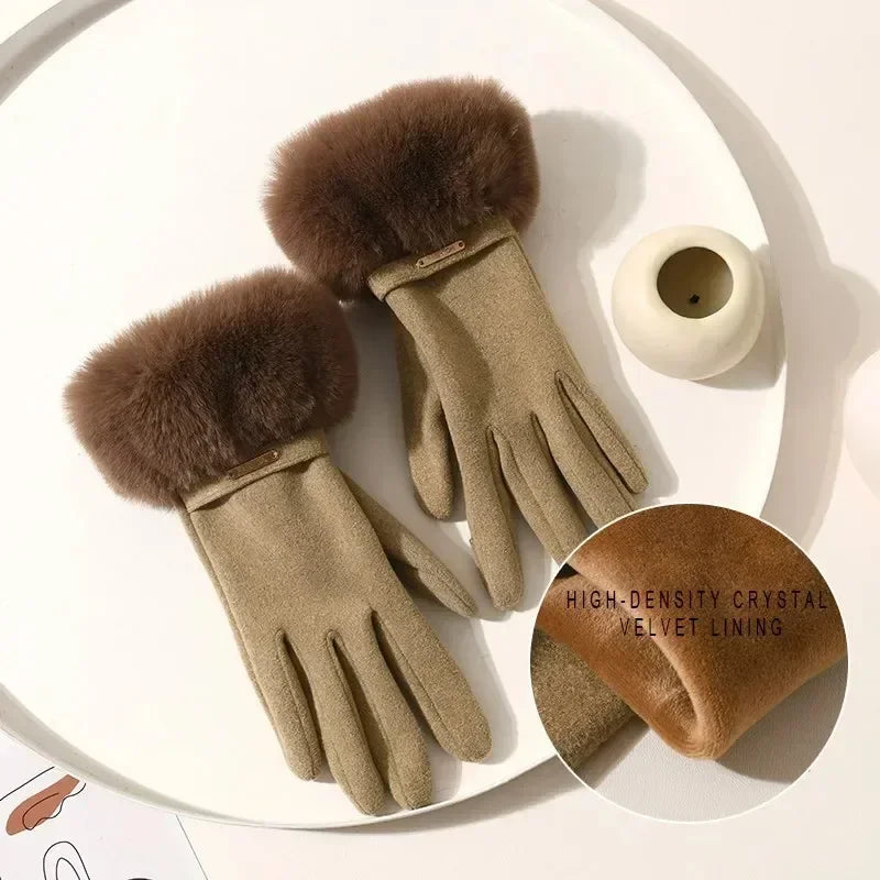 Dames Winterhandschoenen met Nepbont Manchetten – Elegante Touchscreen Warme Handschoenen