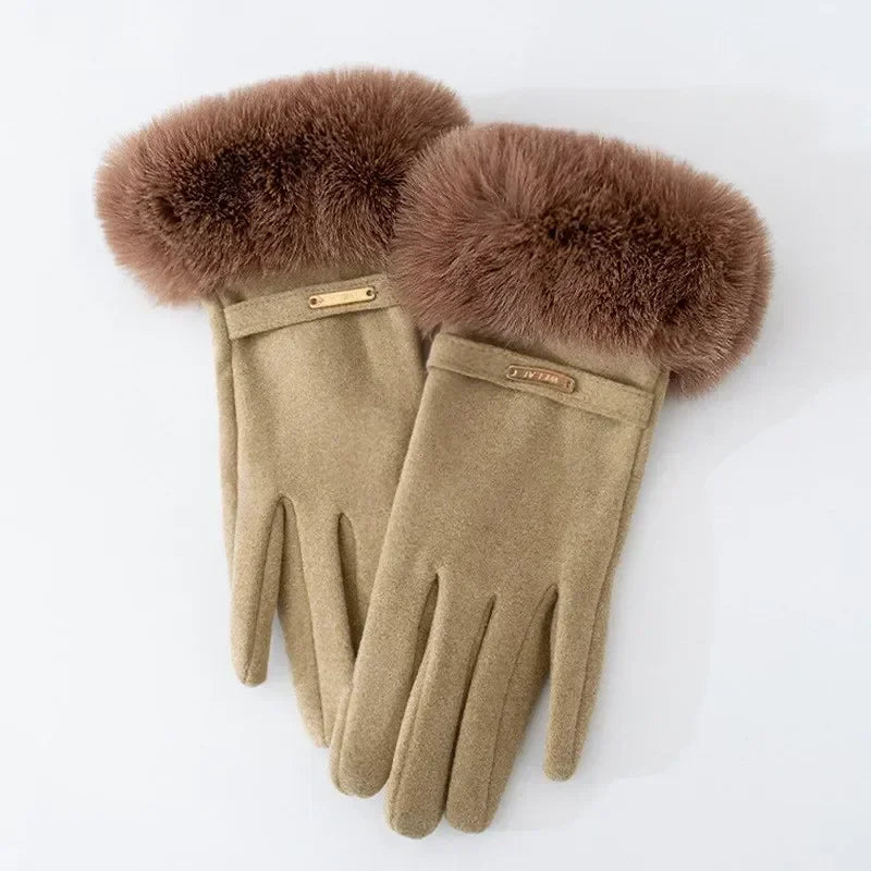 Dames Winterhandschoenen met Nepbont Manchetten – Elegante Touchscreen Warme Handschoenen