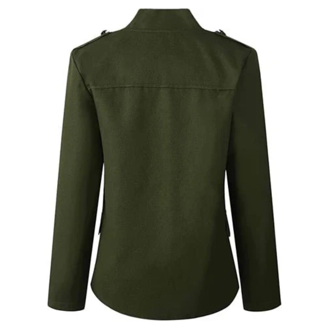 Dames Mode Jas – Stijlvolle Korte Blazer met Decoratieve Knopen