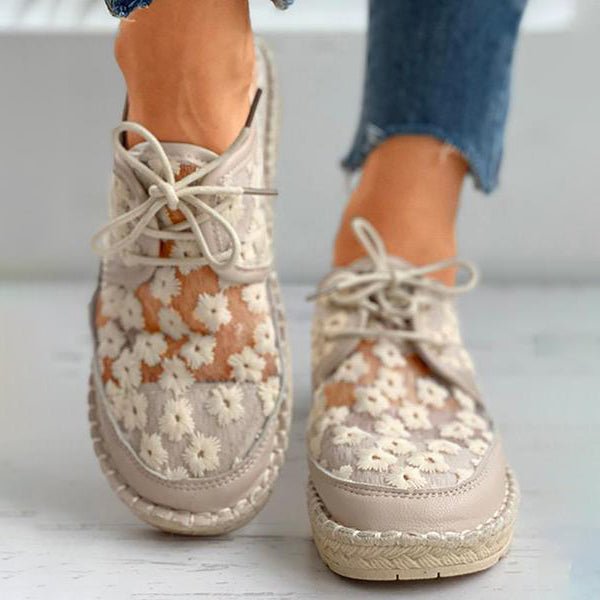 Dames Geborduurde Leren Schoenen – Elegante & Comfortabele Vrouwenschoenen