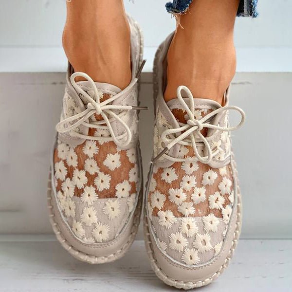 Dames Geborduurde Leren Schoenen – Elegante & Comfortabele Vrouwenschoenen