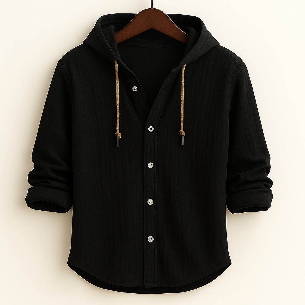 Heren Hoodie Shirt – Lichtgewicht Katoen-Linnen, Ademend & Stijlvol