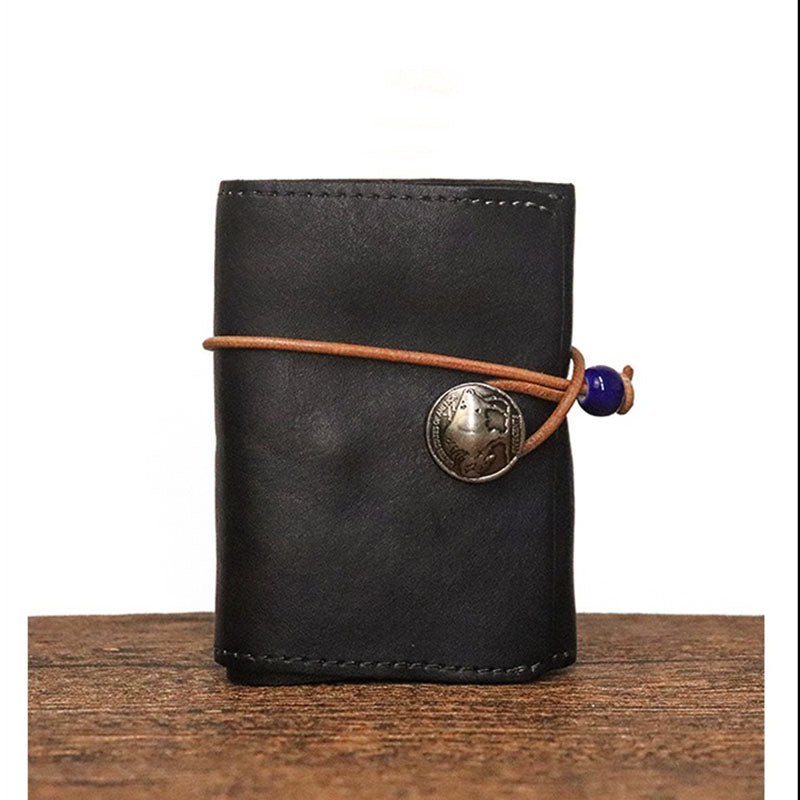 Vintage Leren Bifold Portemonnee – Compacte Munt- en Kaartenhouder voor Dagelijks Gebruik