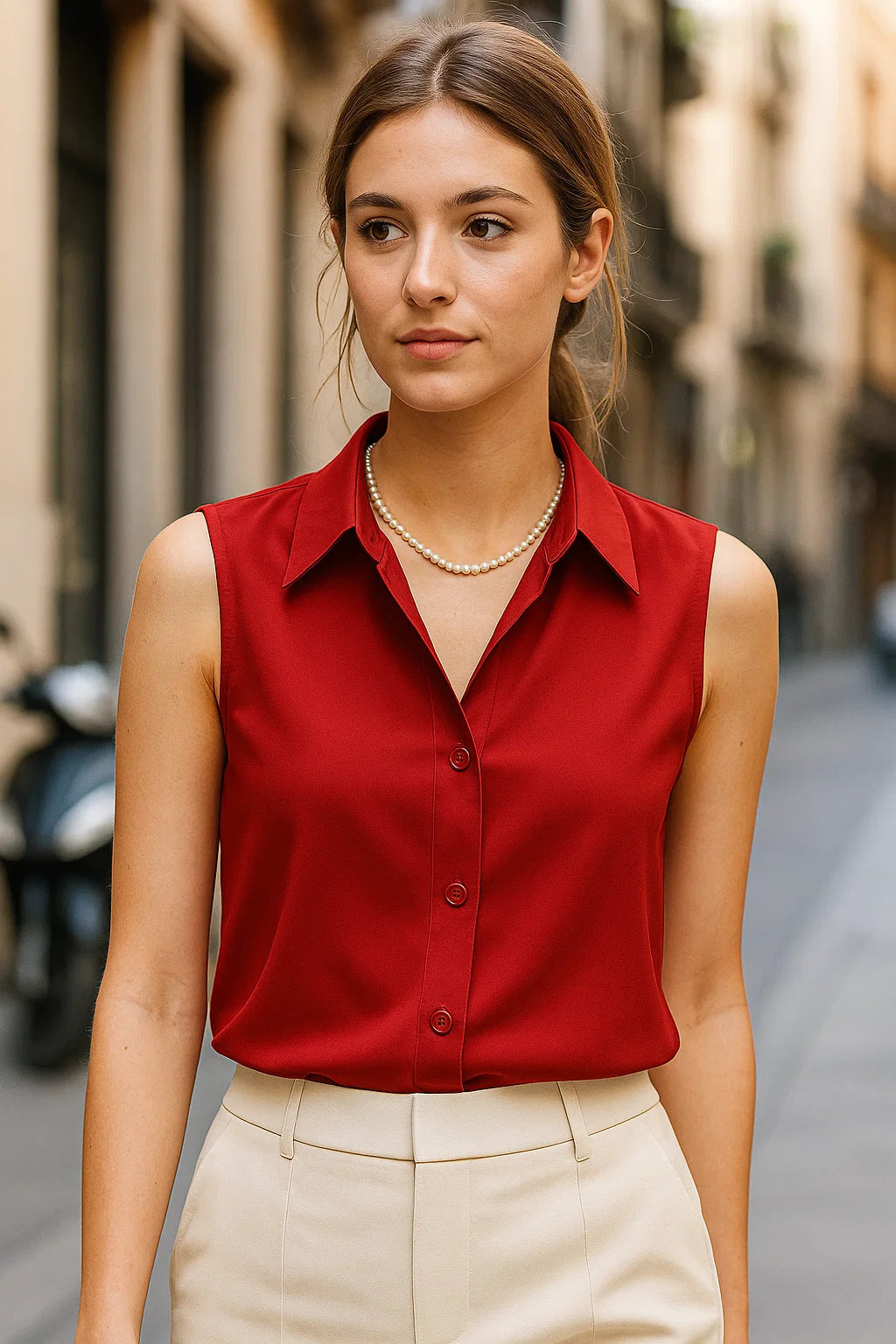 Elegante Satijnen Mouwloze Blouse – Zijdezacht, Lichtgewicht en Stijlvol voor de Hele Dag