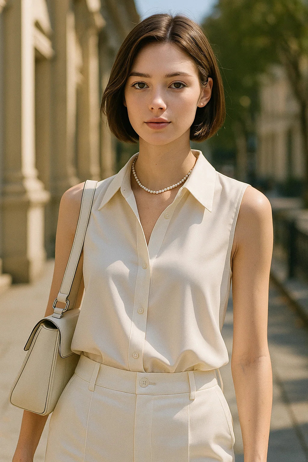 Elegante Satijnen Mouwloze Blouse – Zijdezacht, Lichtgewicht en Stijlvol voor de Hele Dag