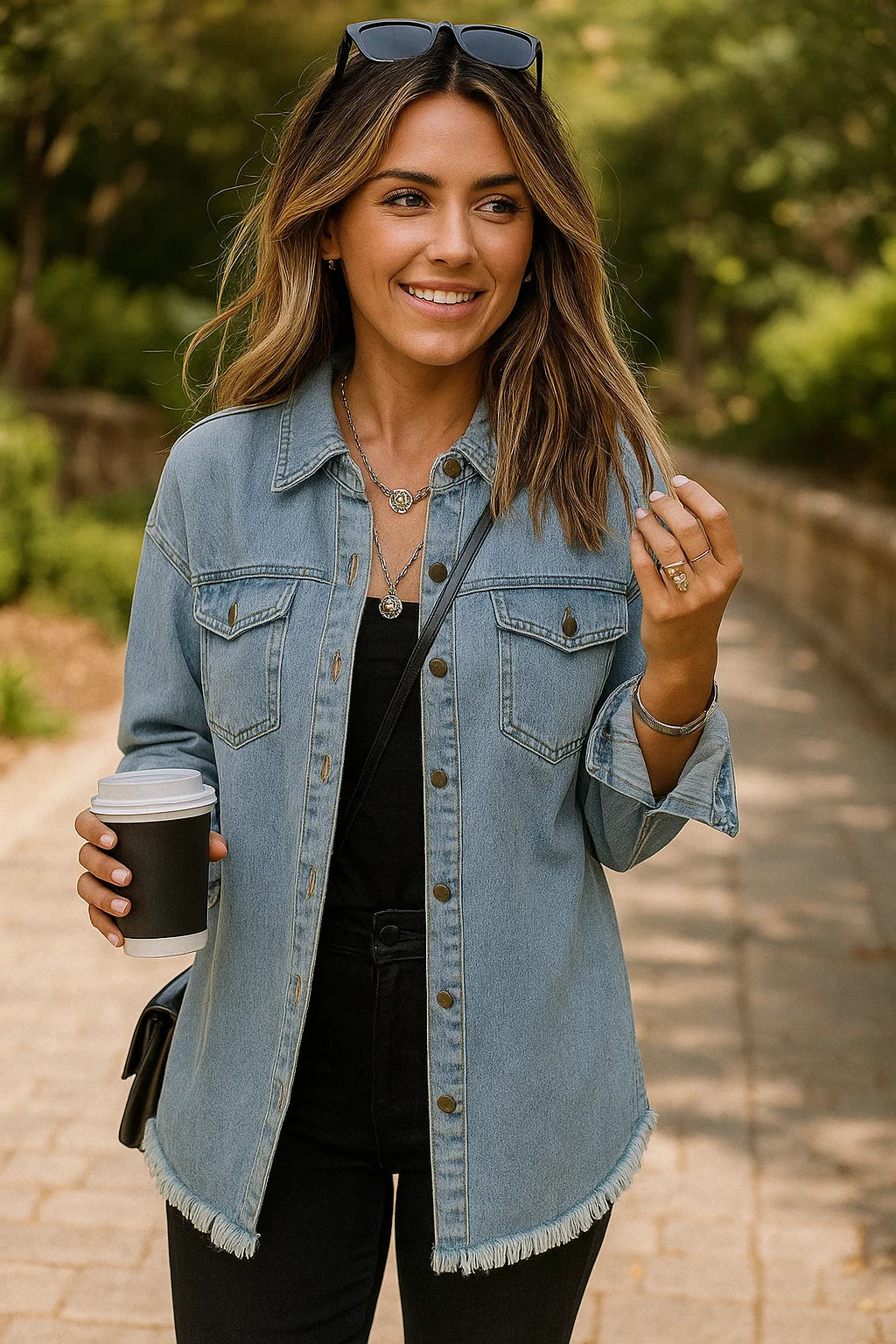 Oversized Spijkerjas voor Dames – Denim Jacket met Ruwe Zoom en Zakken