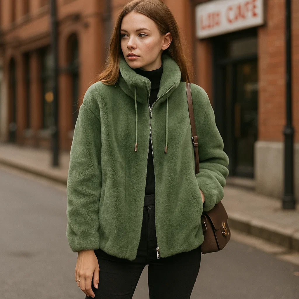 Dames Pluche Fleece Jas – Oversized Winterjas met Capuchon en Warme Voering