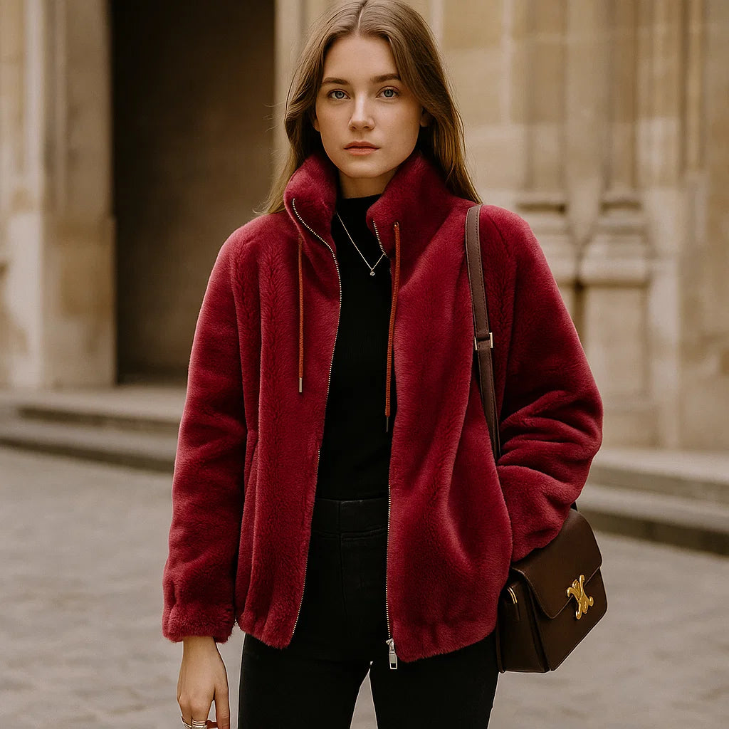 Dames Pluche Fleece Jas – Oversized Winterjas met Capuchon en Warme Voering