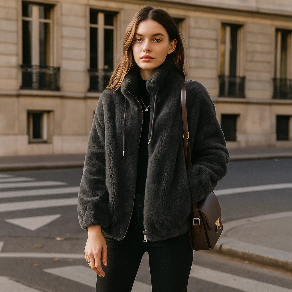 Dames Pluche Fleece Jas – Oversized Winterjas met Capuchon en Warme Voering