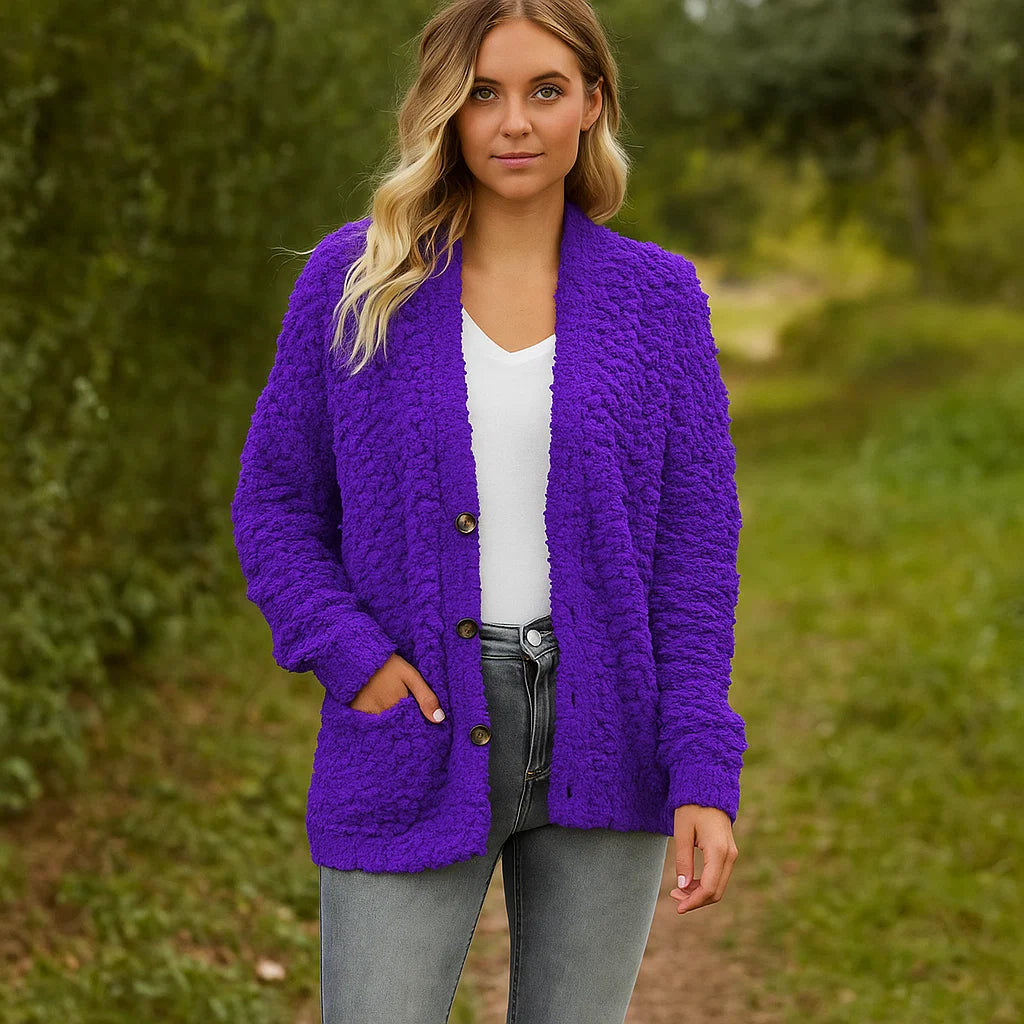 Dames Pluche Vest – Zacht Casual Jasje met Ontspannen Pasvorm en Zakken