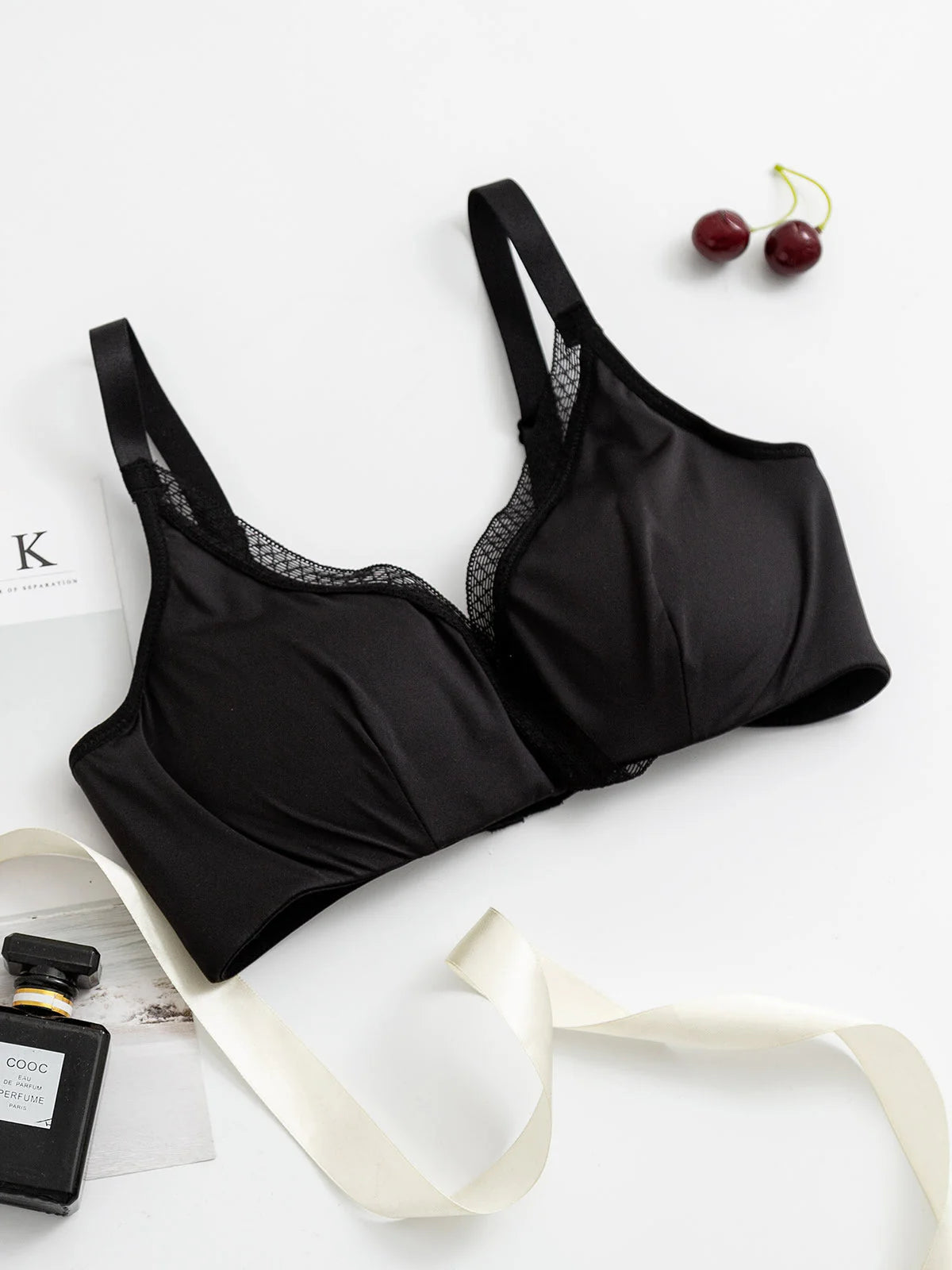 Silk Knitted Lace Trim Comfortable Bra