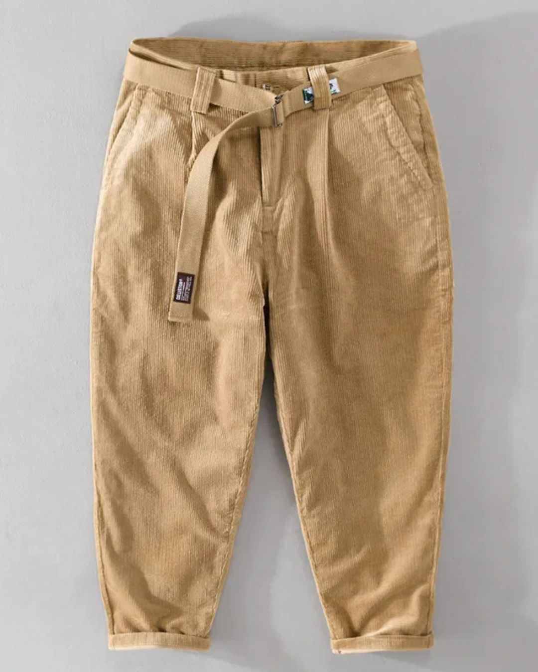 Winter Corduroy Rechte Pijpen Broek met Verstelbare Riem en Fleece Voering