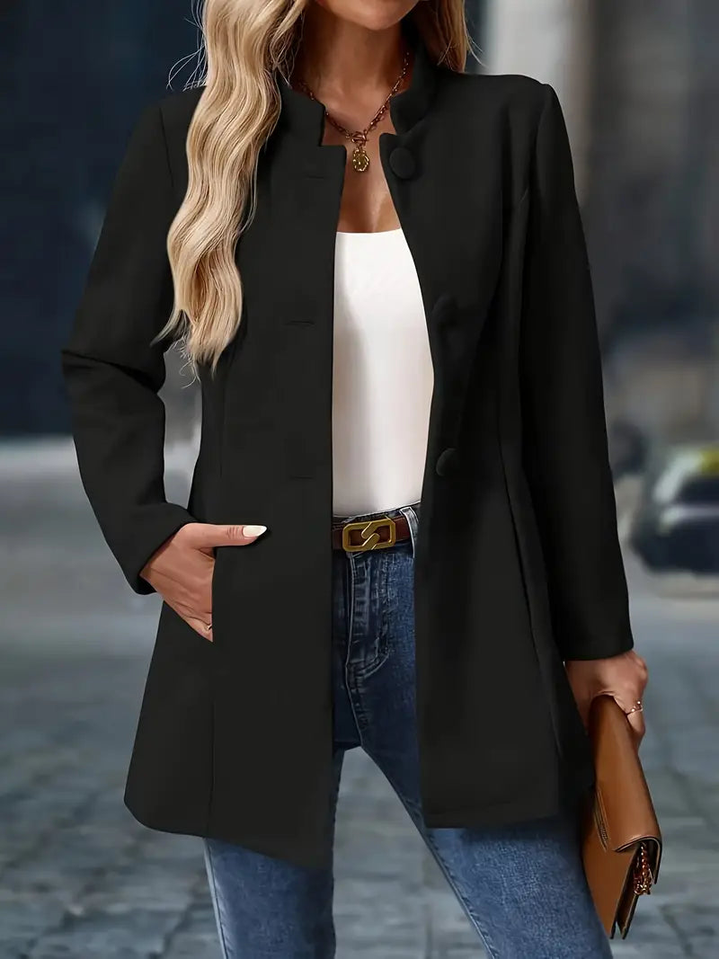 Modieuze Effen Blazer – Tijdloos & Elegant Damesjack voor Werk en Casual Stijl
