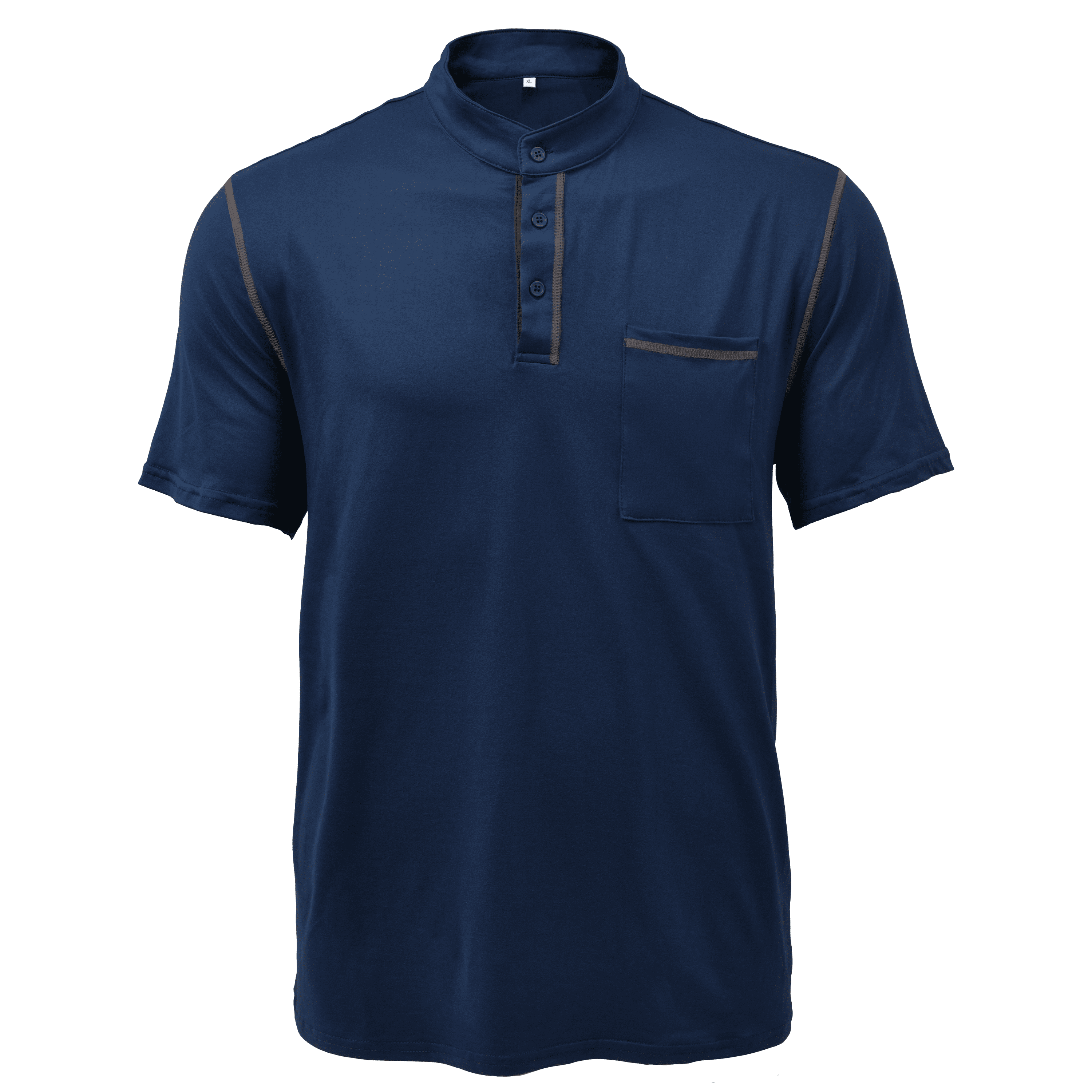 Heren T-Shirt met Henley Kraag – Katoen, Korte Mouw & Colorblock Design