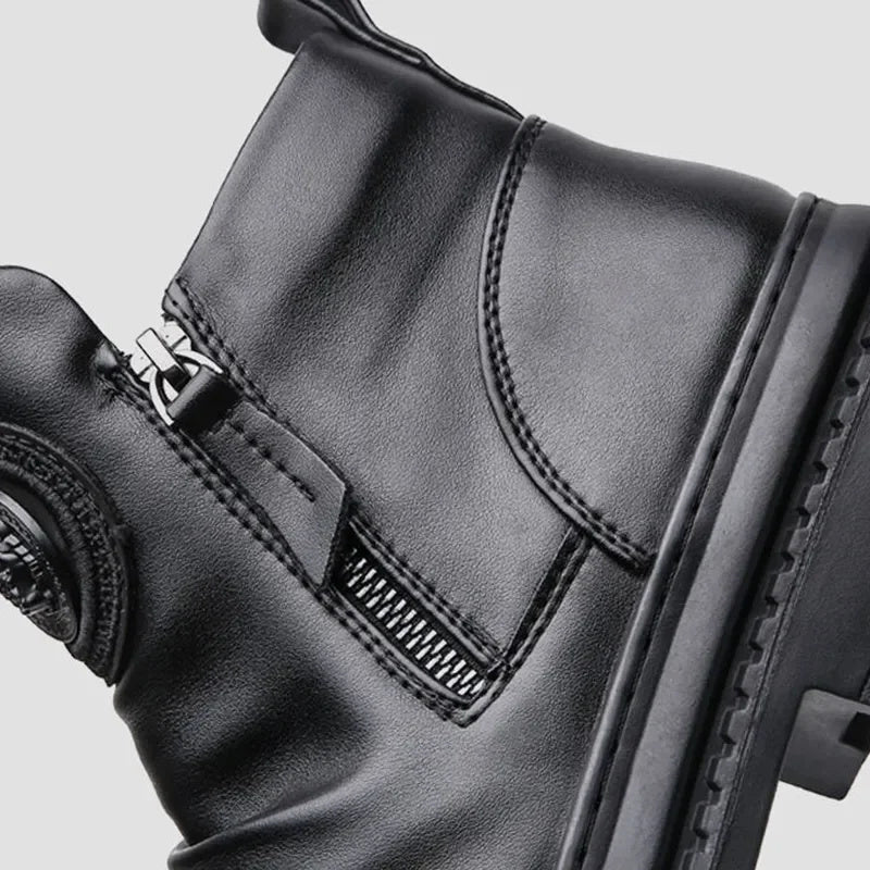 Leren Motor- en Werklaarzen voor Heren – Waterdicht, Antislip, Comfortabel, Duurzaam Veiligheidsschoeisel