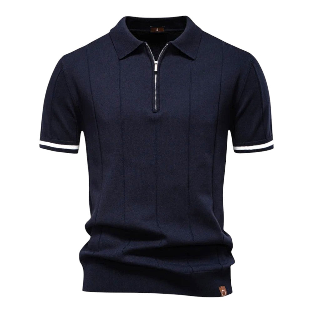 Polo met Rits – Luxe Herenpolo van Stretchstof met Sportieve Knit Details