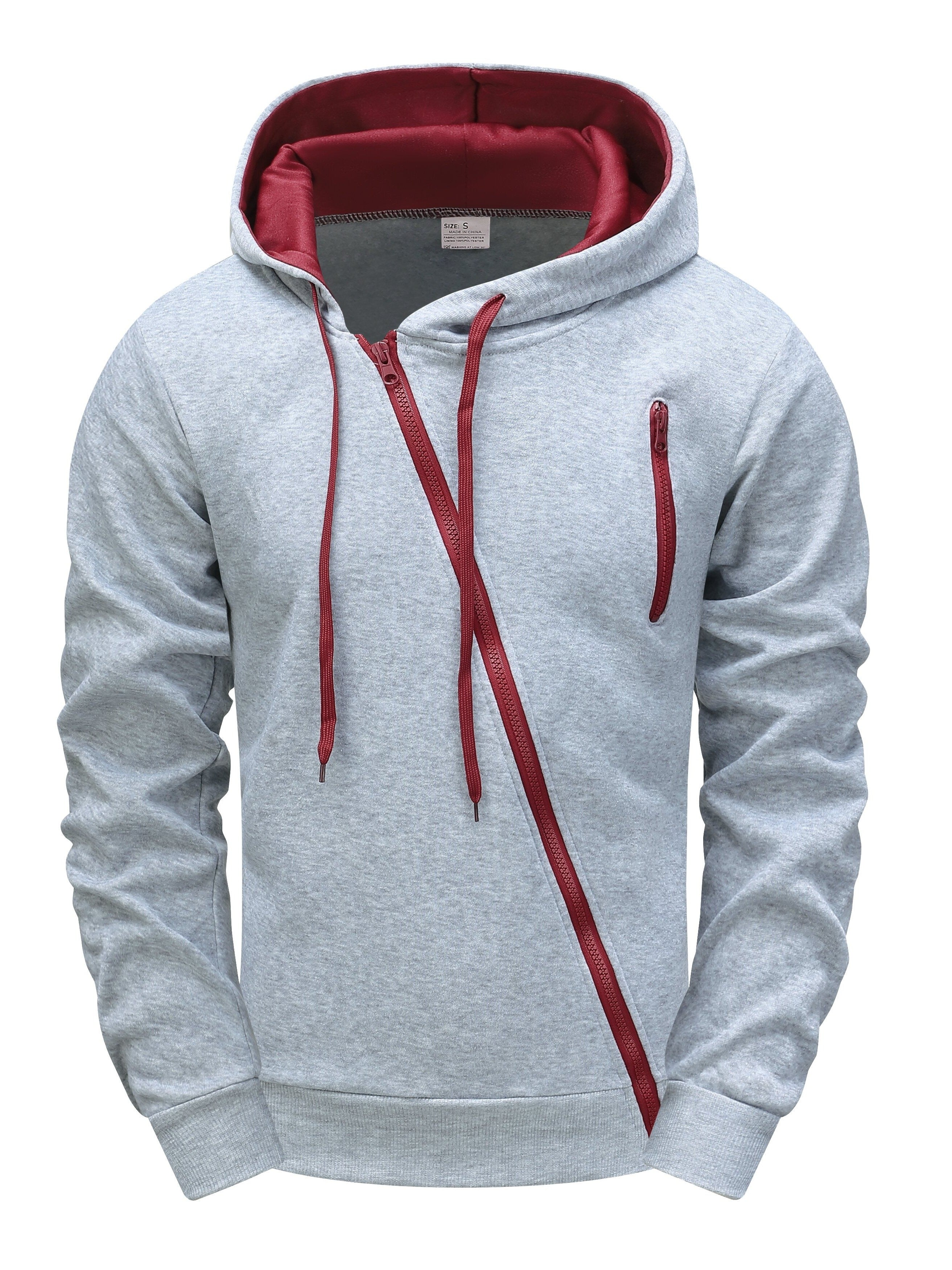 Trendy Heren Asymmetrische Rits Hoodie – Comfortabele Casual Pullover Jas