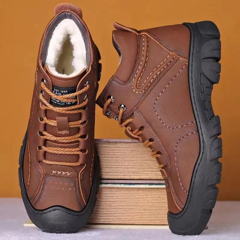 Heren Orthopedische Bruine Leren Enkelboots – Comfortabele en Stijlvolle Casual Schoenen