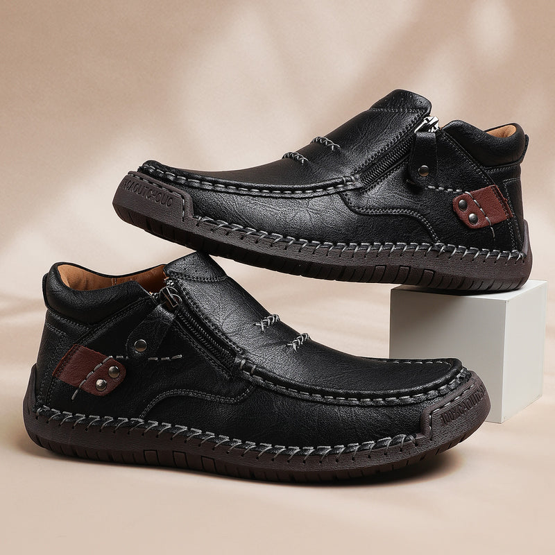 Heren Handgemaakte Premium Leren Slip-On Driving Boots – Stijl & Comfort