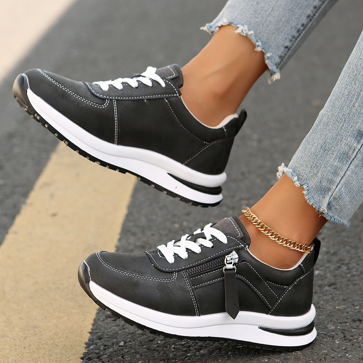 Dames Sneakers met Verborgen 10cm Verhoging – Lichtgewicht Streetwear Schoenen met Comfortzool en Zijrits