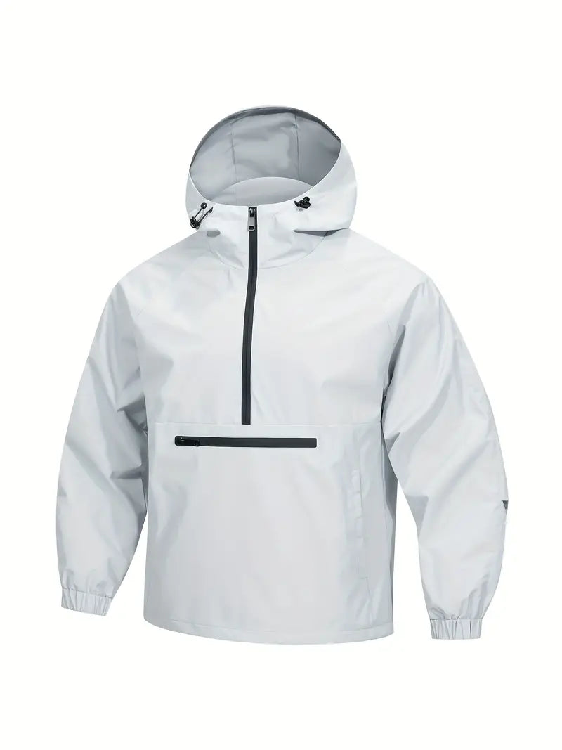Casual Heren Windjack met Capuchon – Ademend Half-Zip Waterdichte Jas