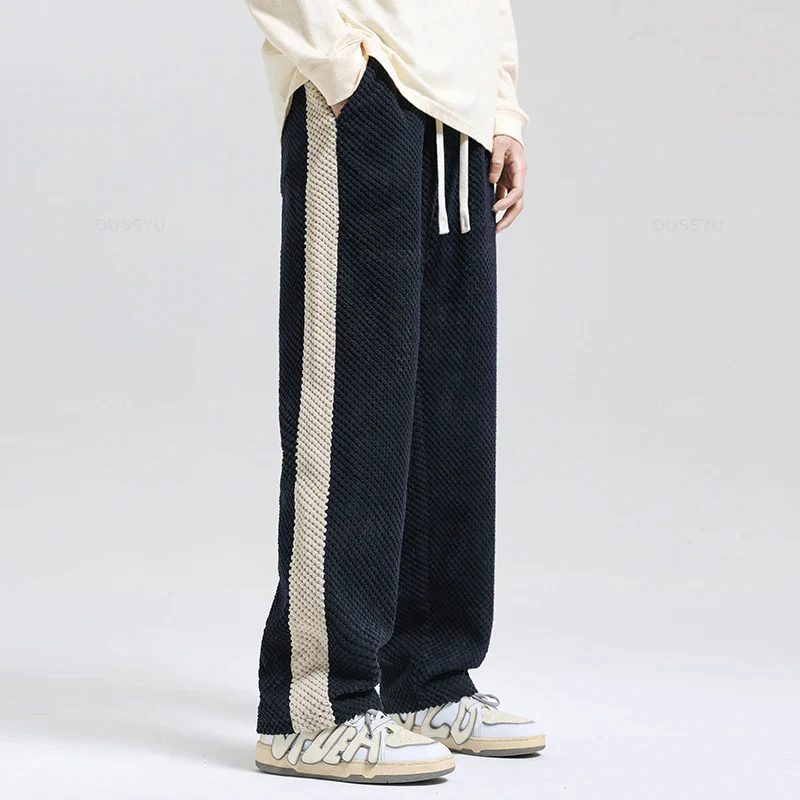 Waffle Rib Corduroy Joggingbroek – Zachte Heren Loungebroek met Trendy Ribtextuur