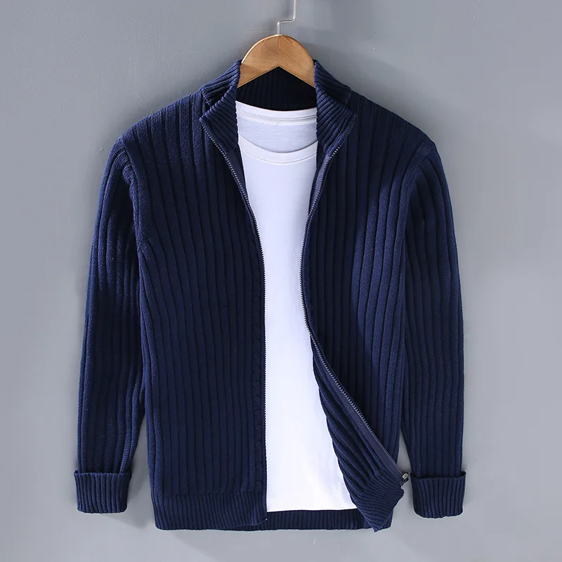 Merino Zip Cardigan – Luxe Shetland Wol Herenvest met Rits en Turtleneck