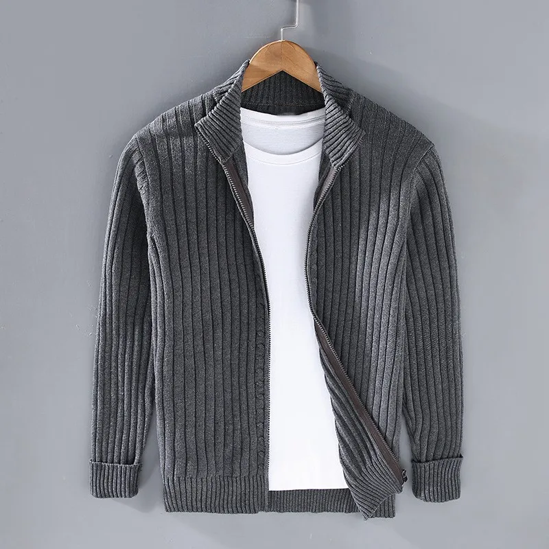 Merino Zip Cardigan – Luxe Shetland Wol Herenvest met Rits en Turtleneck