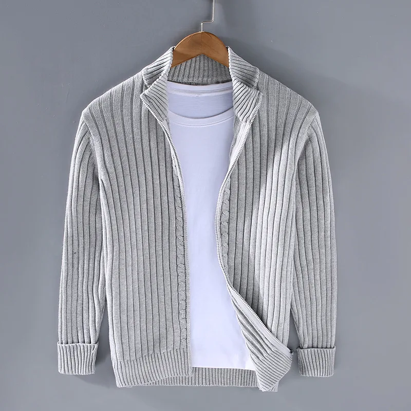 Merino Zip Cardigan – Luxe Shetland Wol Herenvest met Rits en Turtleneck