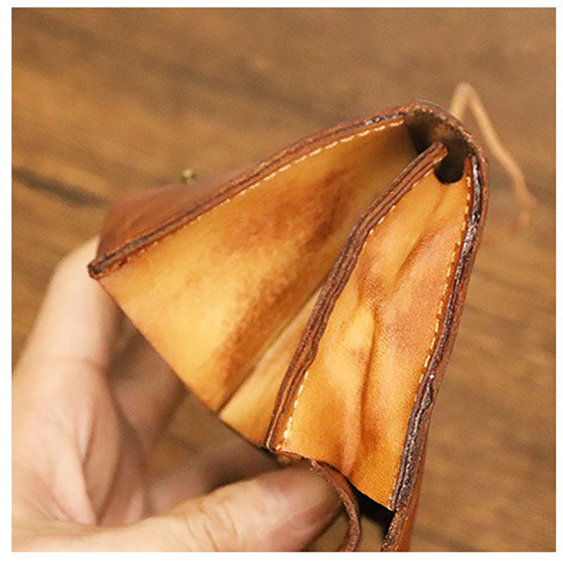 Vintage Leren Bifold Portemonnee – Compacte Munt- en Kaartenhouder voor Dagelijks Gebruik