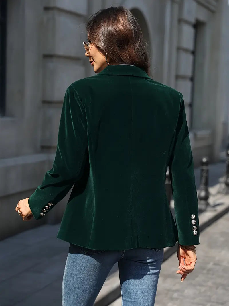 Dames Fluwelen Blazer – Elegante Getailleerde Jas met Klassieke Revers voor Avond & Casual Look