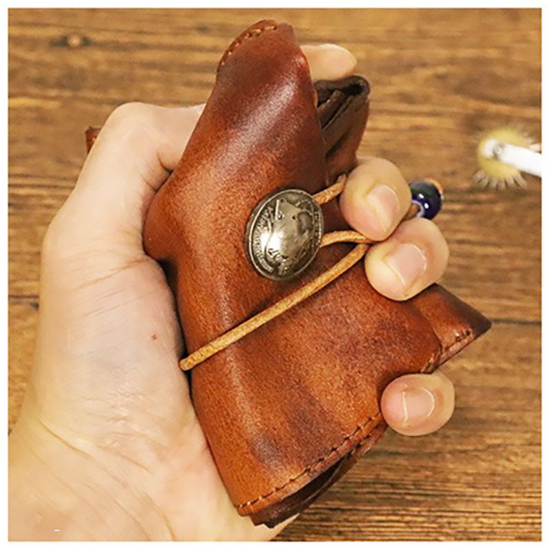 Vintage Leren Bifold Portemonnee – Compacte Munt- en Kaartenhouder voor Dagelijks Gebruik