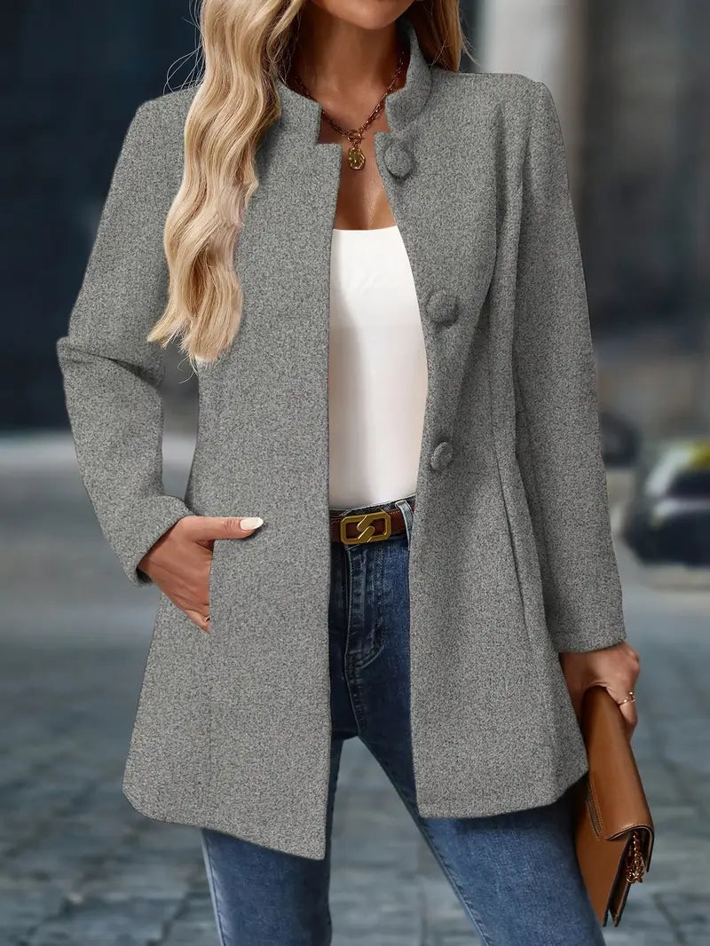 Modieuze Effen Blazer – Tijdloos & Elegant Damesjack voor Werk en Casual Stijl