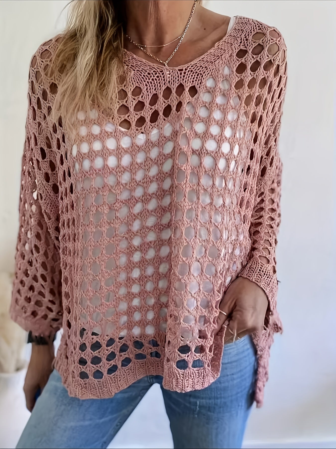 Circle Mesh V-hals trui